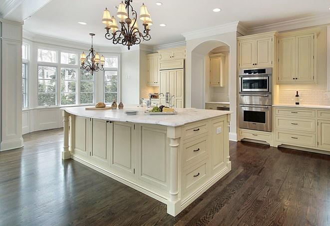 newly installed grey laminate flooring in modern kitchen in Cross Lanes